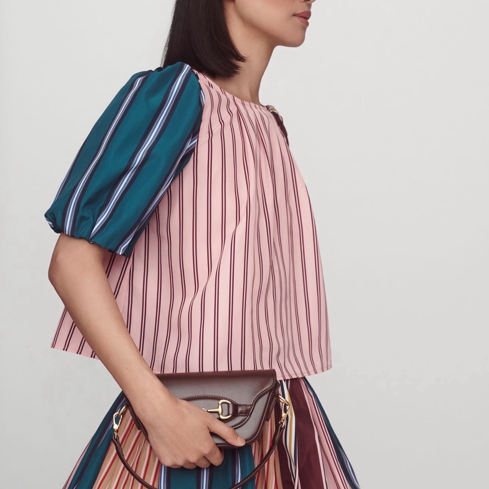 Striped Pink and Teal Blouse Anthropologie